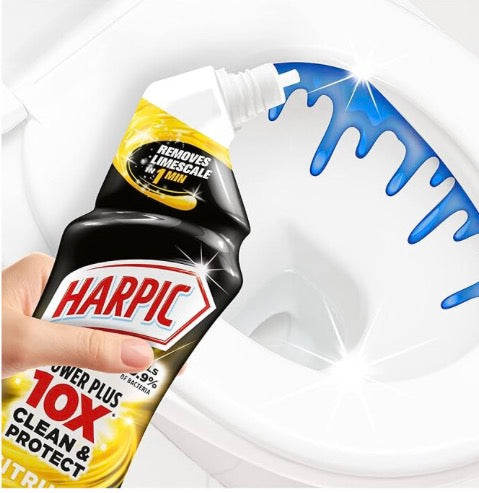 Harpic Power Plus Citrus 3x750ml & Fairy Original Washing Up Liquid 3x900ml - Powerful Cleaning Bundle for Household