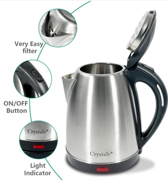 1.8L Electric Kettle Stainless Steel 360 Red Light Portable Jug 1500W