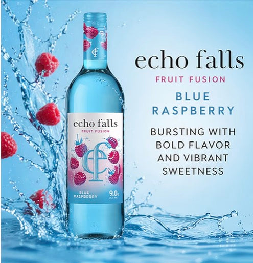 Echo Falls Fruit Fusion Blue Raspberry Wine Drink 9% ABV, 75cl Bottles (Case of 6) – Sweet Blue Raspberry Flavoured Fruit Wine, Ready to Serve, Party & Sharing Drink