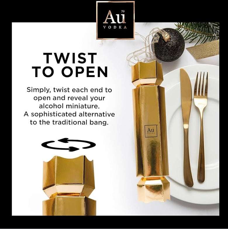 Au Vodka Christmas Crackers, Alcohol Miniatures, 4 x 5 cl