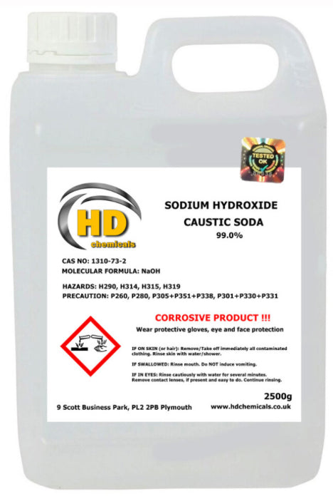 (1500g (1.5kg)) Caustic Soda Sodium Hydroxide Lye 99% Soap, Drains