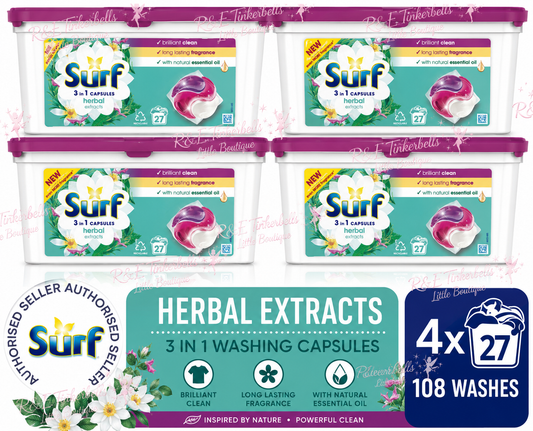 (Buy 4) Surf 3in1 Washing Capsules, Herbal Extracts - 27 W