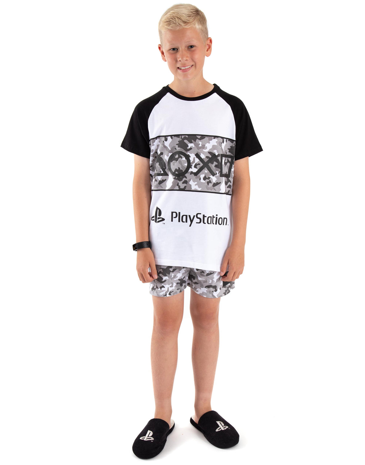PlayStation Short Sleeve Short Leg Pyjama Set | Boys Grey | Official Merch