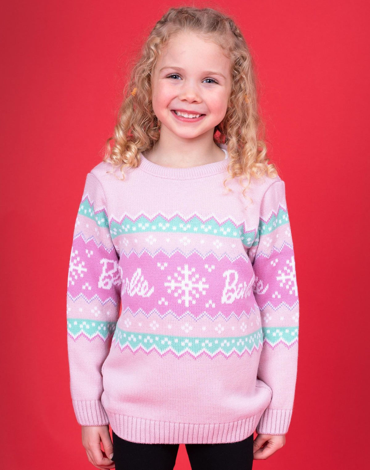 Barbie Christmas Jumper | Girls Pink | Official Merch