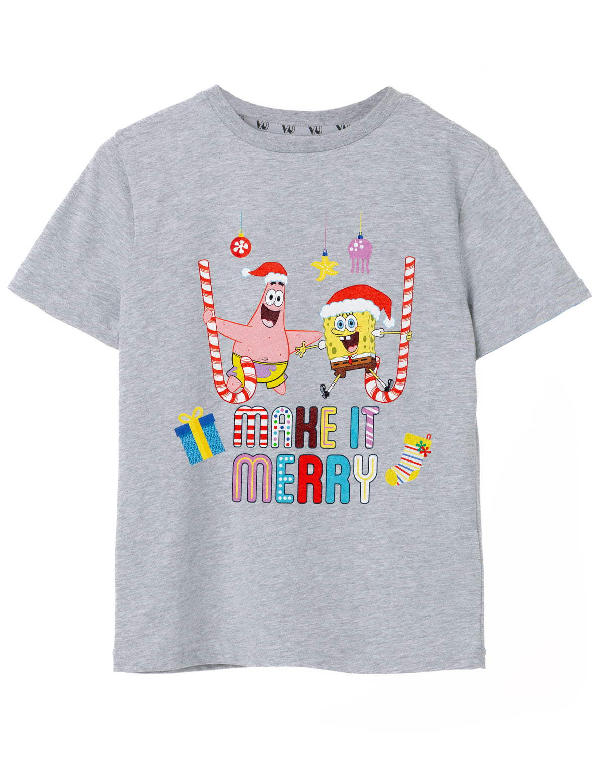SpongeBob SquarePants Short Sleeved T-Shirt | Unisex Kids Grey Marl | Official M