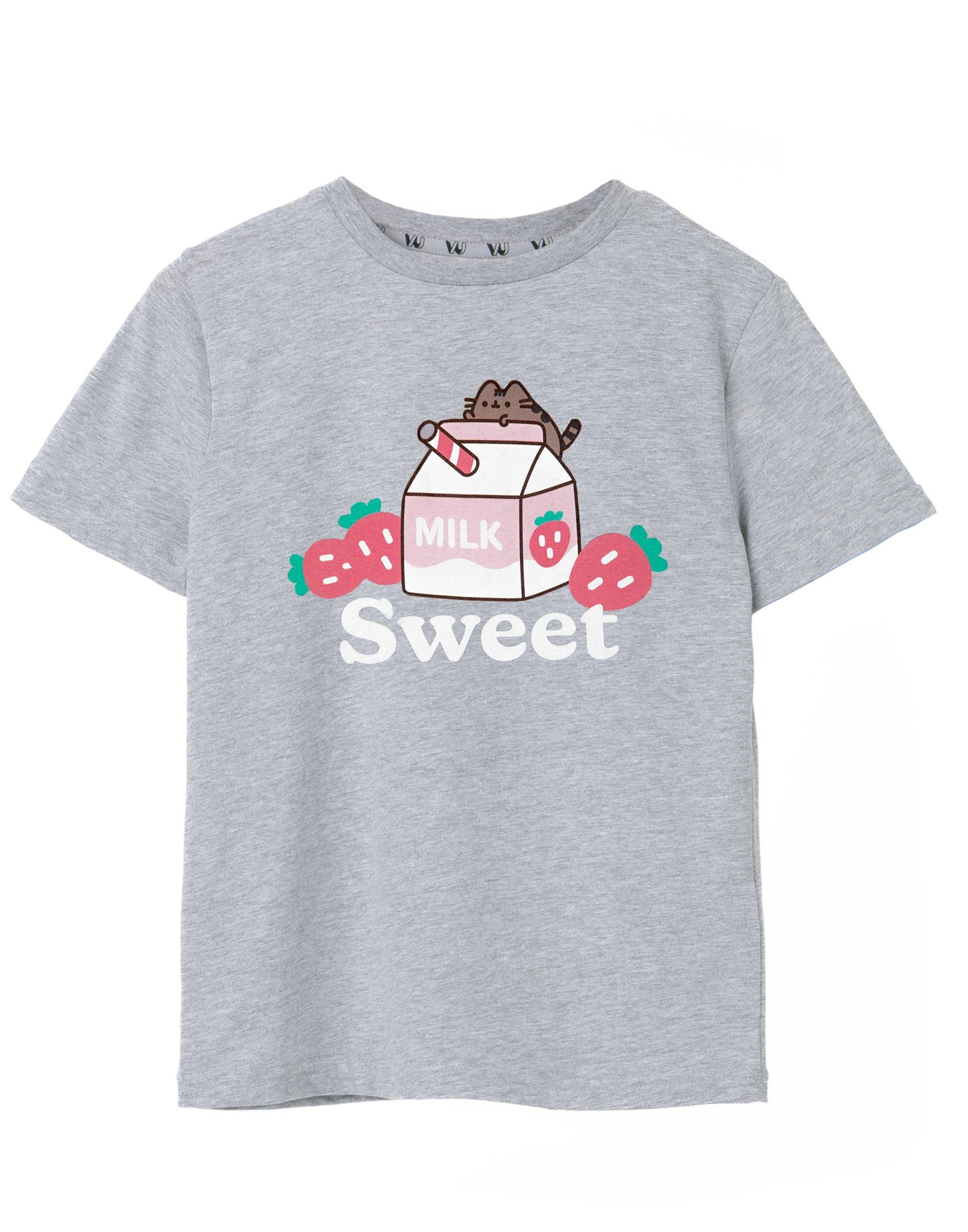 Pusheen Short Sleeved T-Shirt | Girls Grey Marl | Official Merch