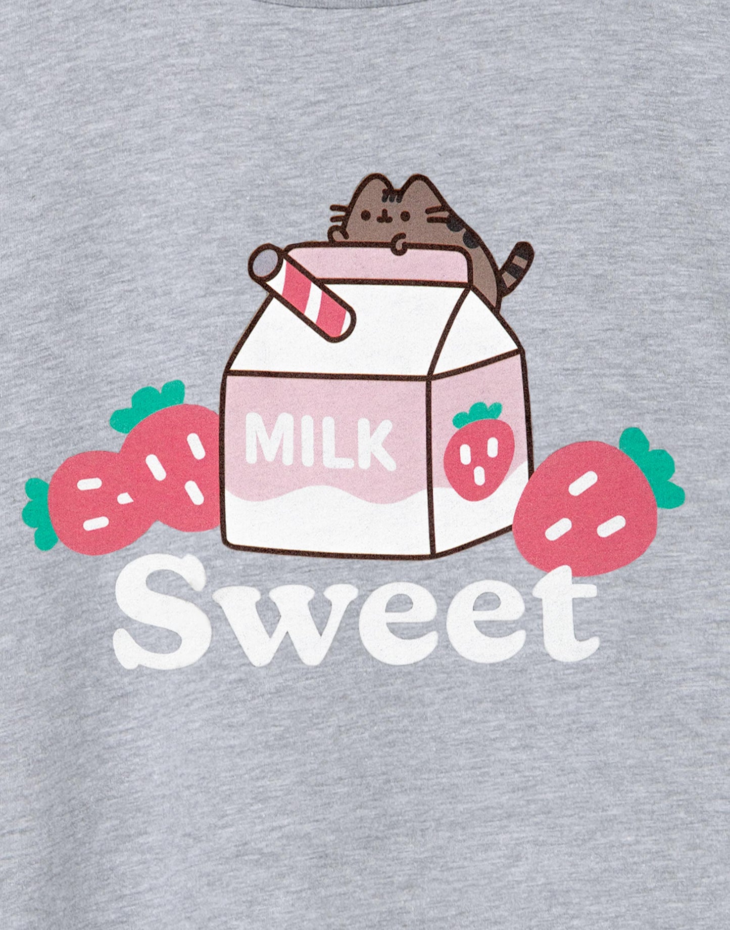 Pusheen Short Sleeved T-Shirt | Girls Grey Marl | Official Merch