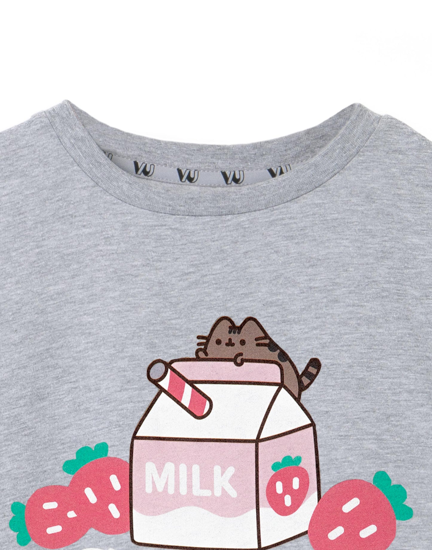 Pusheen Short Sleeved T-Shirt | Girls Grey Marl | Official Merch
