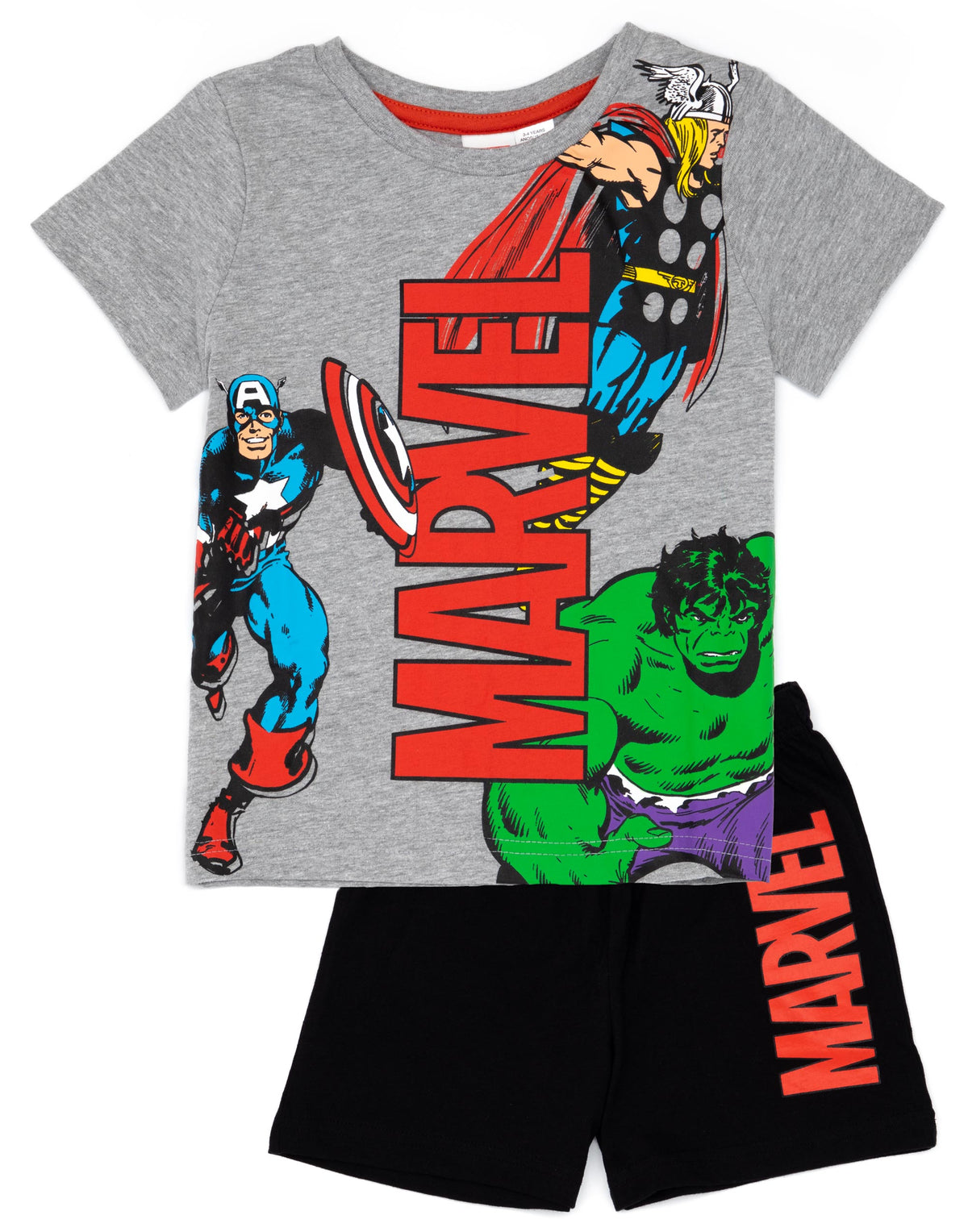 Marvel Short Sleeve Short Leg Pyjama Set | Boys Black/Grey | Official Merch