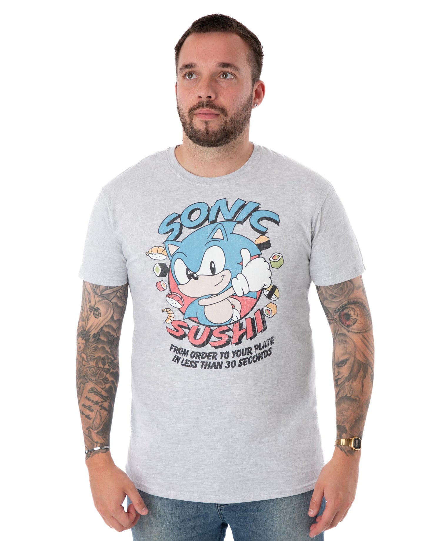 Sonic the Hedgehog Short Sleeved T-Shirt | Mens Grey Marl | Official Merch