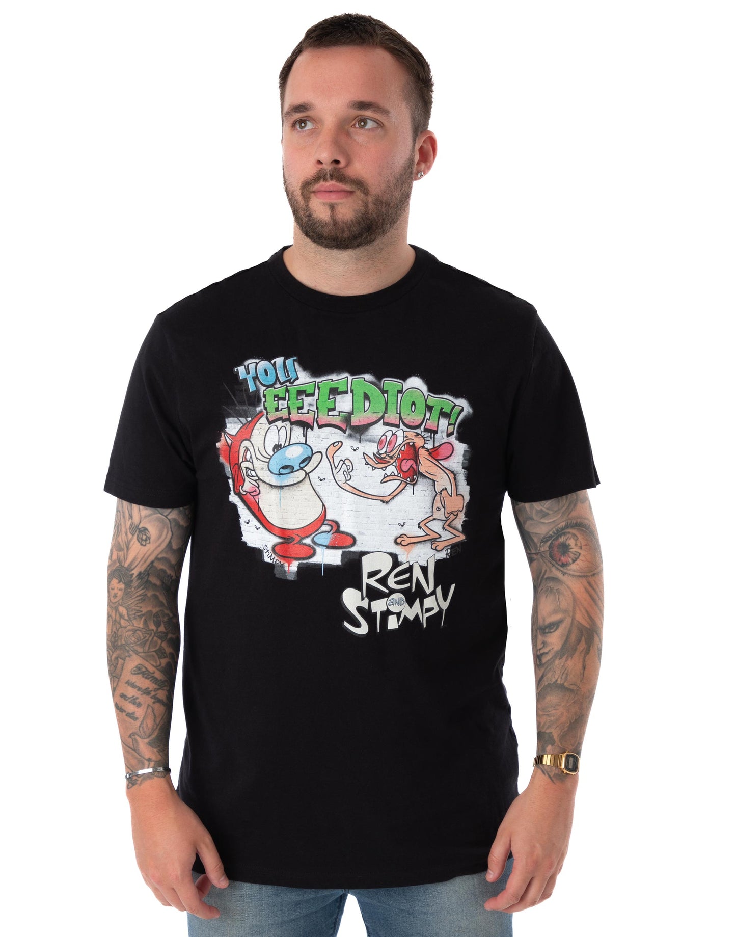 Ren & Stimpy Short Sleeved T-Shirt | Unisex Black | Official Merch