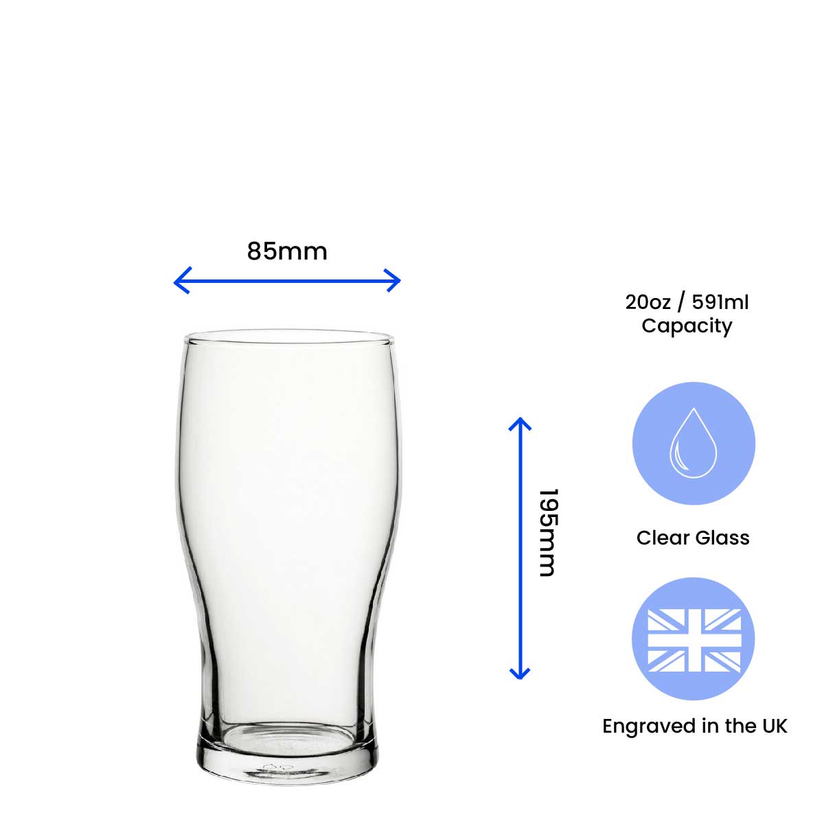 Happy 90th Birthday Modern Design - Engraved Novelty Tulip Pint Glass Image 3