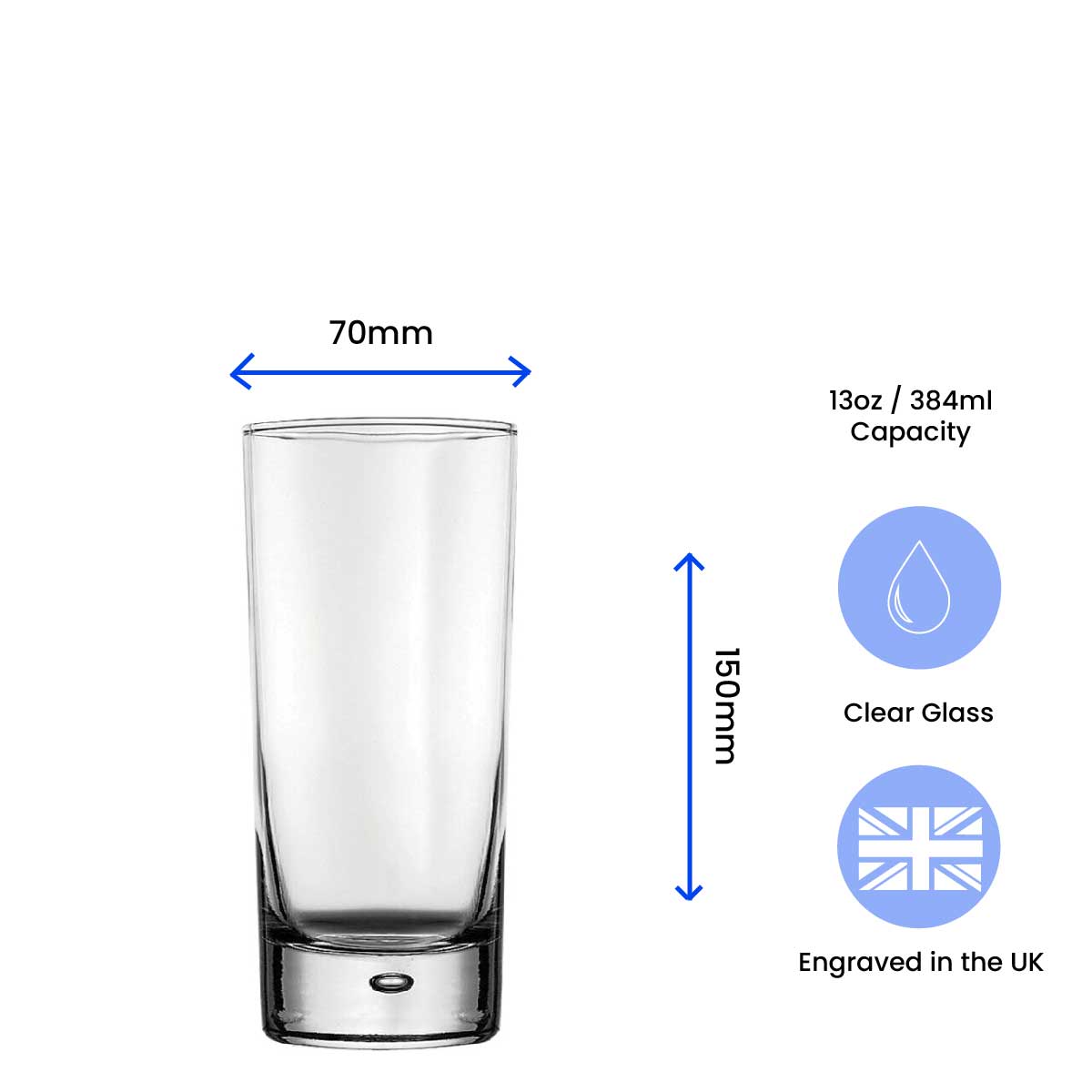 Engraved Bubble Hiball Glass Tumbler with Name and Heart Design Image 3