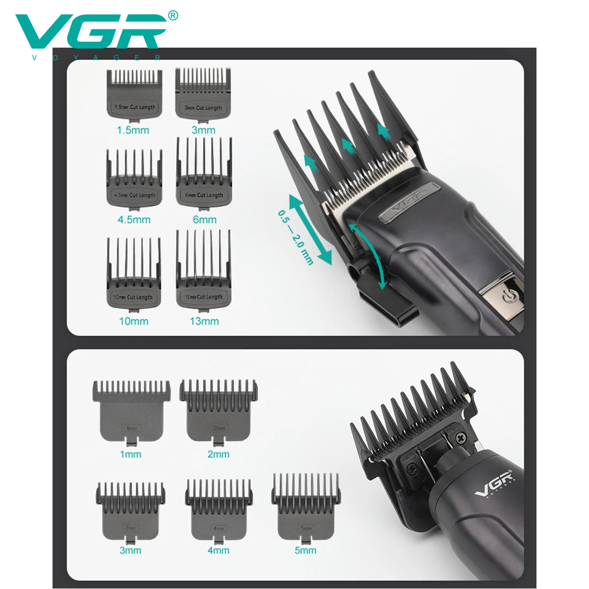 VGR Hair Trimmer Professional Haircut Machine Clippers Cordless Barber Shaver Beard Trimmer Razor Shaver Electric for Men V-694