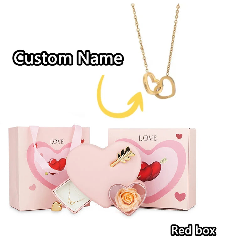 2025 Eternal Rose Jewelry Box with Custom Name Necklace For Girlriend Wife Day Valentine's Day Mother's Day Special Christmas Gi