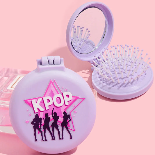 1pcs cold smoke purple KPOP hairdressing comb foldable portable hand-held comb carry-on makeup comb suitable for girls to go out