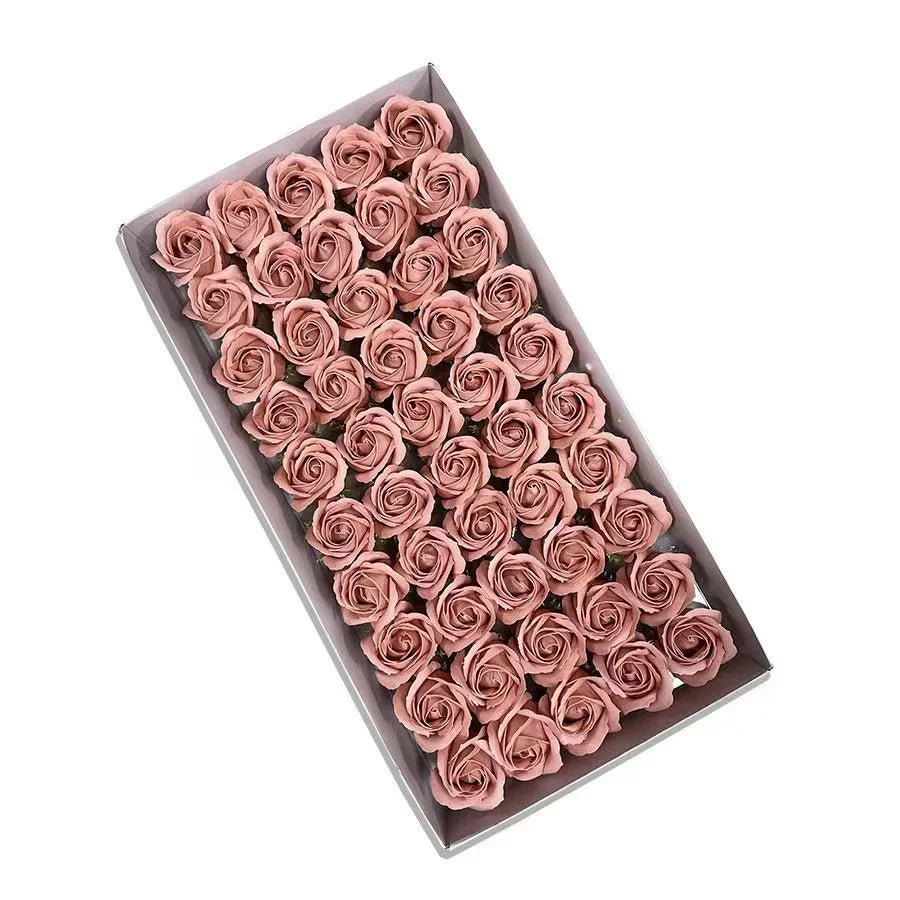50pcs Artificial Soap Roses Flower Head Dia 4.5cm Beauty Wedding Valentine's Day Gift Roses Bouquet Home Party Decoration Flower