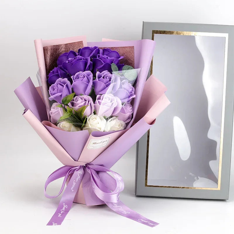 18pcs Roses Bouquet Soap Flower Brazil Valentine's Day Gift for Girlfriend Proposal Confession Birthday Gift Simulation Flower