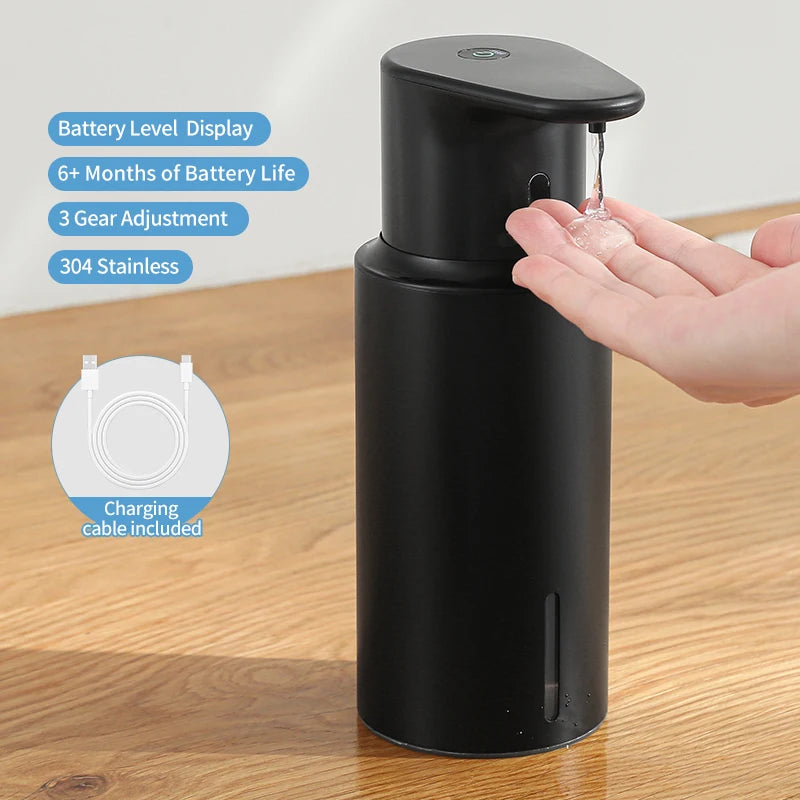 480ml Kitchen Soap Dispenser Automatic Sensor Hand Sanitizer Machine Intelligent Electric Body Wash Soap Dispenser 304 Stainless Steel