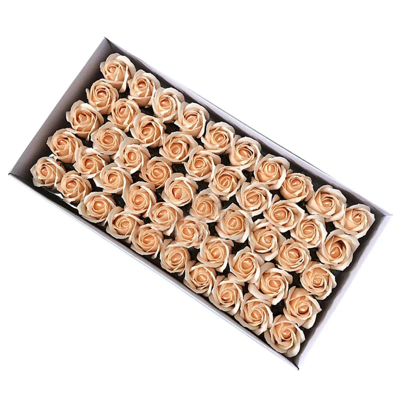 50pcs Artificial Soap Roses Flower Head Dia 4.5cm Beauty Wedding Valentine's Day Gift Roses Bouquet Home Party Decoration Flower