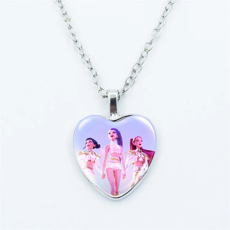 2025 HOT! Kpop Demon Hunters Necklace Bracelet Set Girl Kawaii Anime Chain Bracelet Children Cosplay Jewelry Accessories Pendant