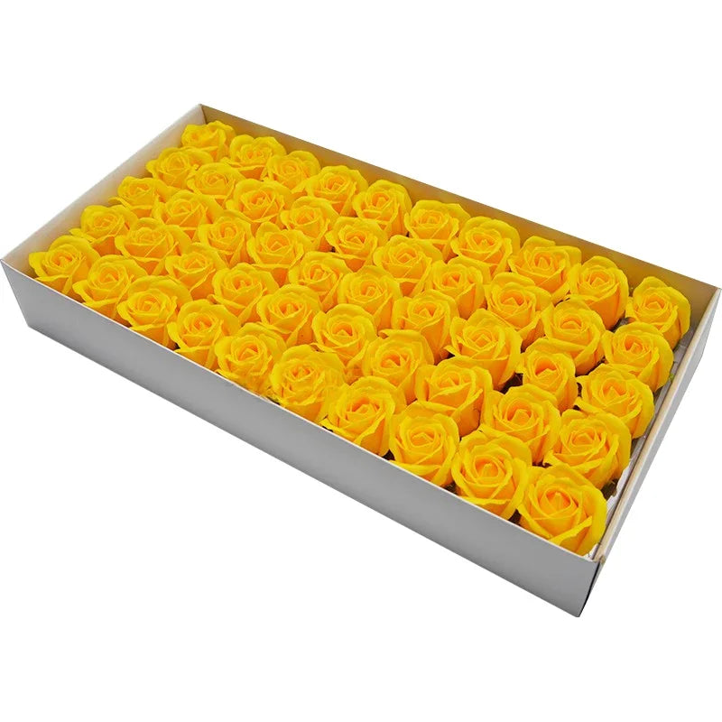 50pcs Artificial Soap Roses Flower Head Dia 4.5cm Beauty Wedding Valentine's Day Gift Roses Bouquet Home Party Decoration Flower
