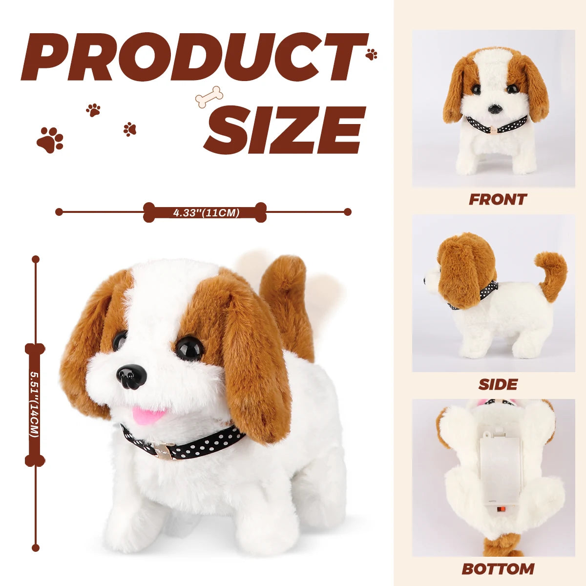 1Pc Electric Plush Simulation Dog Teddy Puppy Walking Sound Nodding Electronic Pet Toy For Christmas Gift New Year Gift