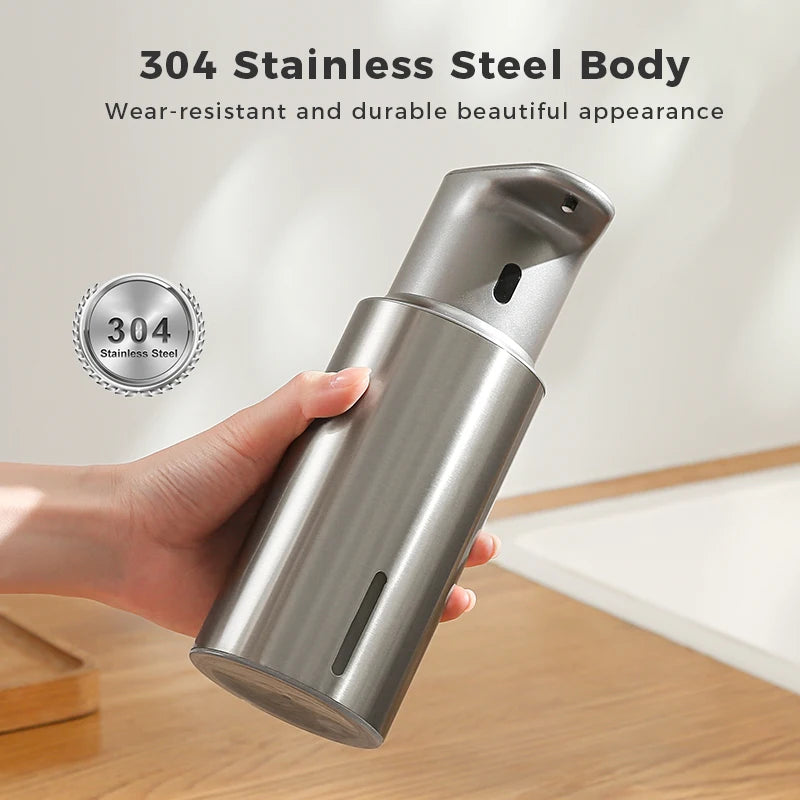 480ml Kitchen Soap Dispenser Automatic Sensor Hand Sanitizer Machine Intelligent Electric Body Wash Soap Dispenser 304 Stainless Steel