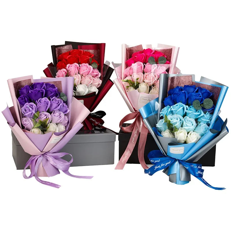 18pcs Roses Bouquet Soap Flower Brazil Valentine's Day Gift for Girlfriend Proposal Confession Birthday Gift Simulation Flower