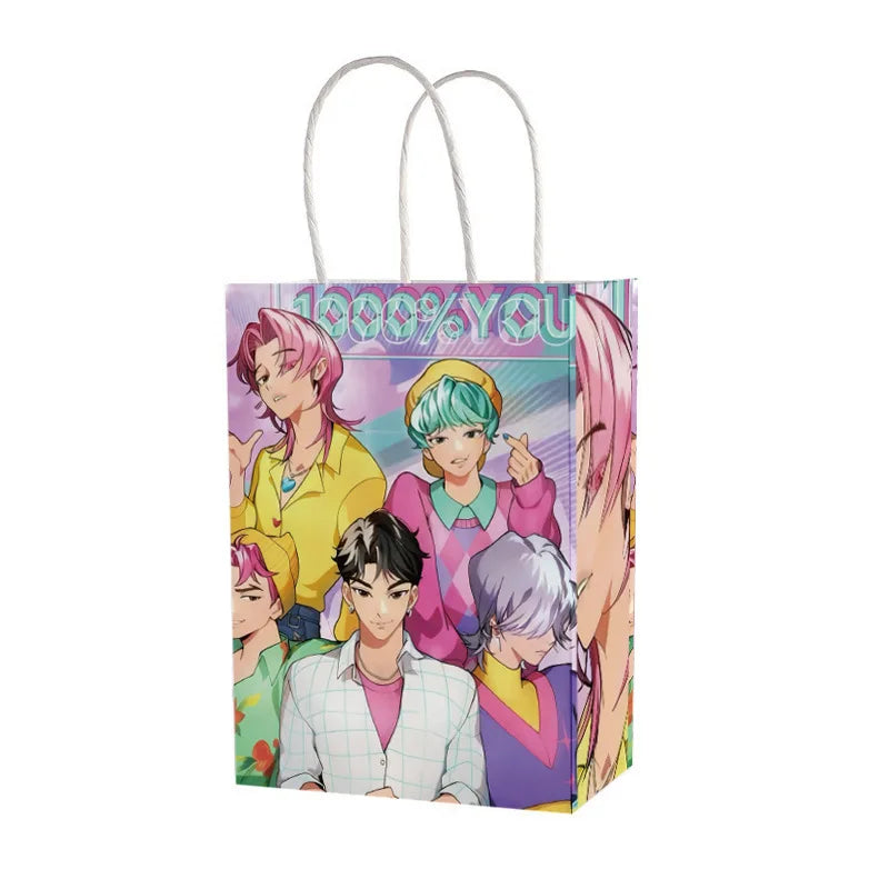 5pcs KPop Demon Hunters Paper Gift Bags Anime Kids Birthday Candy Biscuit Bag Tote Bags Party Favors Bag Decorations Accessories