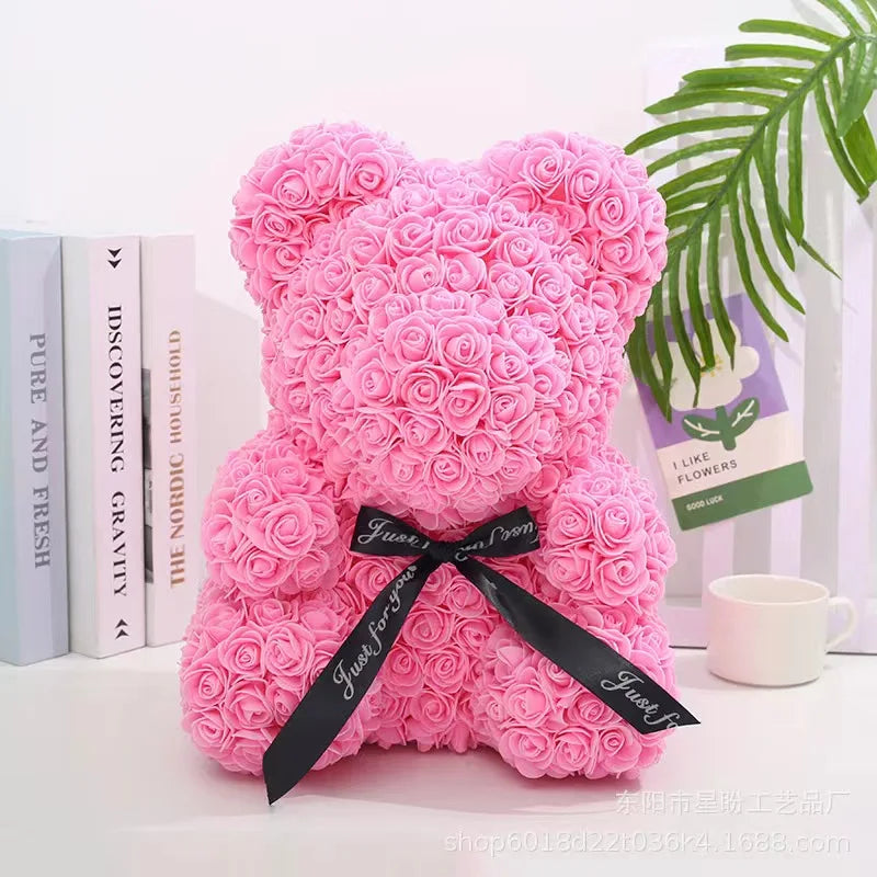 1pc Valentine's Day Gift Creative Rose Bear Gift  PE Flower Romantic Foam Bear Hug Bear