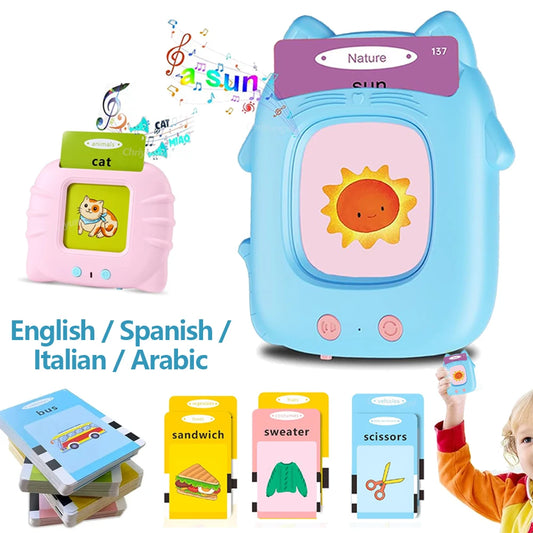Talking Flashcards Learning Machine for Toddlers English / Spanish / Italian / Arabic Audio Early Educational Toy Gift