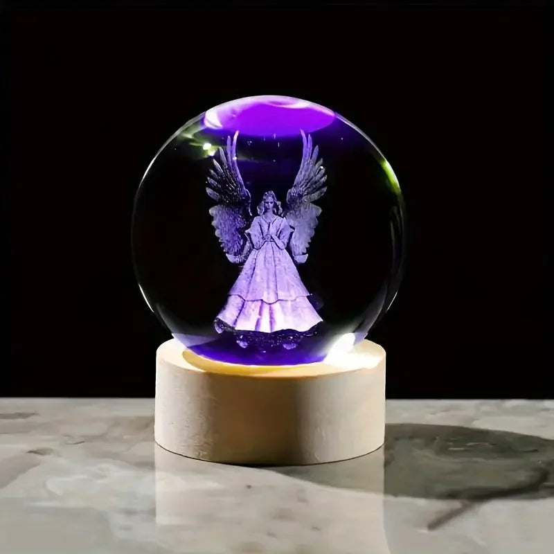 1pc, Guardian Angel 3D crystal ball night light, Valentine's Day, birthday, anniversary gift for wife, girlfriend, mother