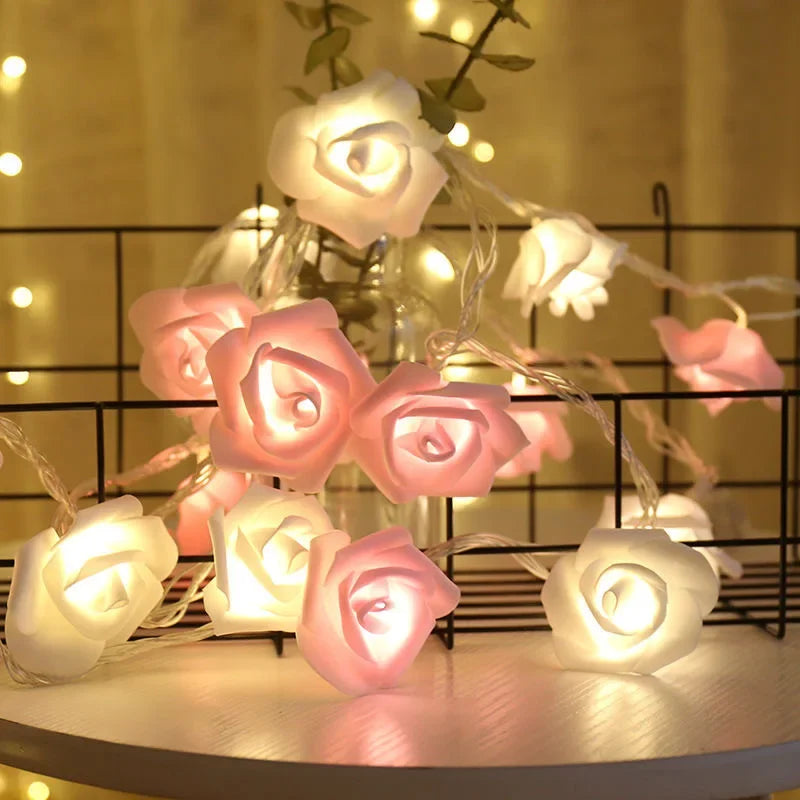 1.5m Artificial Rose Led Light String Romantic Valentine's Day Proposal Glow Rose Mother's Day Wedding Simulation Rose Light DIY
