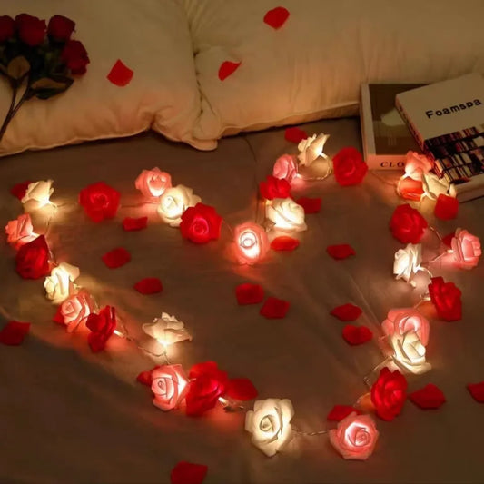 1.5m Artificial Rose Led Light String Romantic Valentine's Day Proposal Glow Rose Mother's Day Wedding Simulation Rose Light DIY