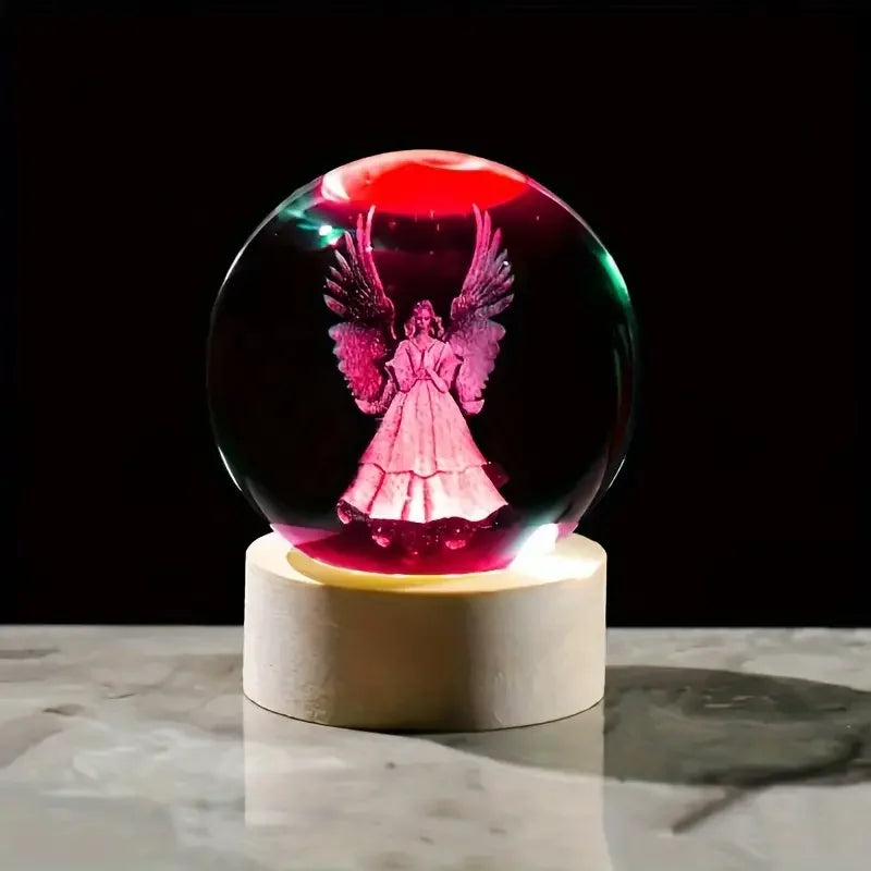 1pc, Guardian Angel 3D crystal ball night light, Valentine's Day, birthday, anniversary gift for wife, girlfriend, mother