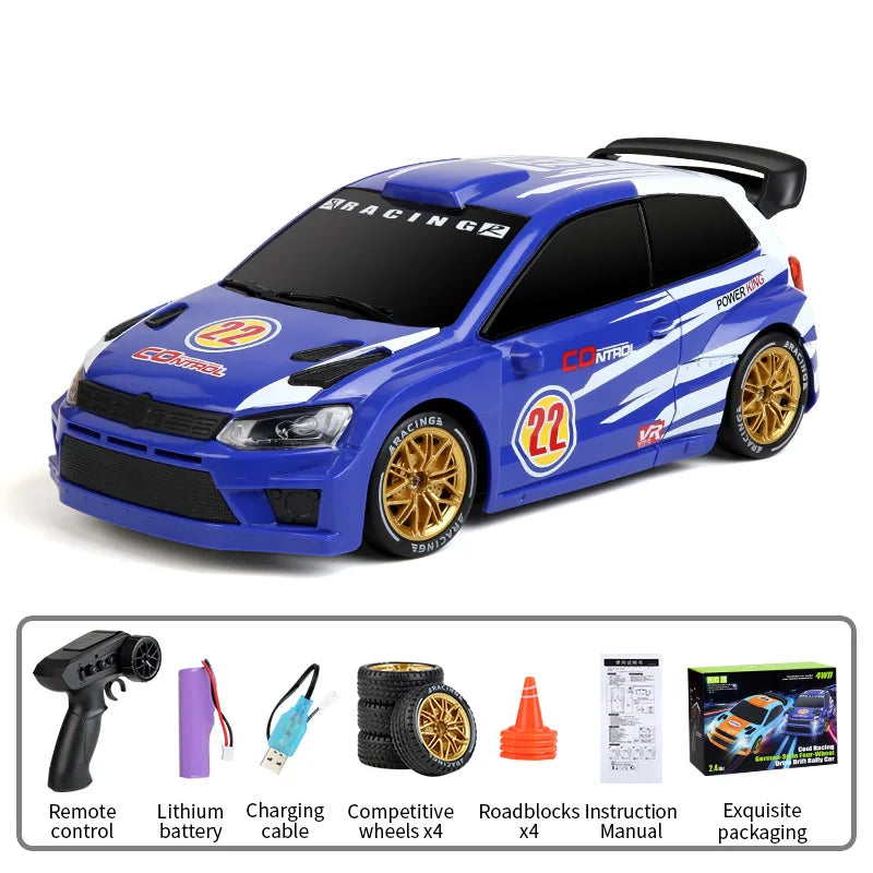2.4G 4WD RC Car 1:24 Remote Control Rally Racing Car Vehicle Replaceable Tire Proportional Control Car Toy Gift for Kids Q233