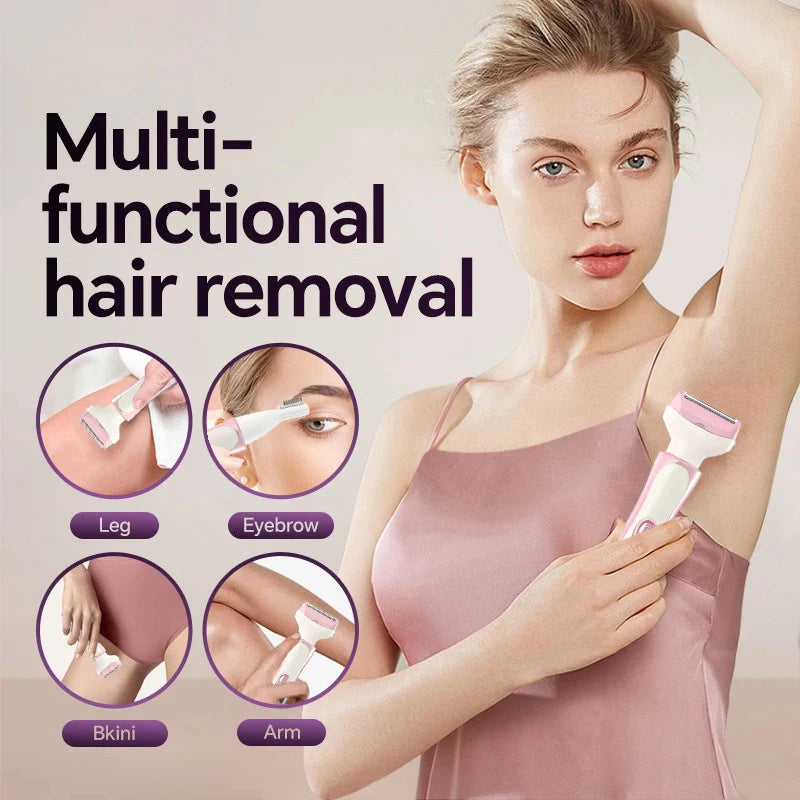 4-in-1 electric hair removal device, USB charging women's eyebrow trimmer, nose hair underarm leg hair trimmer, bikini shaver