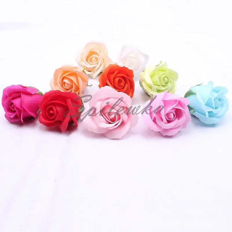 50pcs Artificial Soap Roses Flower Head Dia 4.5cm Beauty Wedding Valentine's Day Gift Roses Bouquet Home Party Decoration Flower