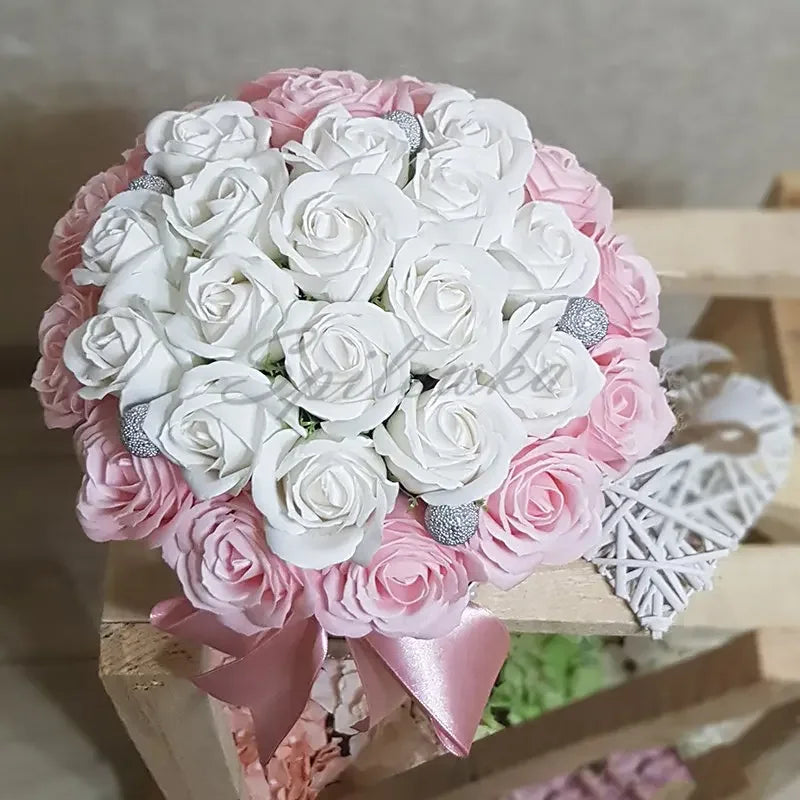 50pcs Artificial Soap Roses Flower Head Dia 4.5cm Beauty Wedding Valentine's Day Gift Roses Bouquet Home Party Decoration Flower