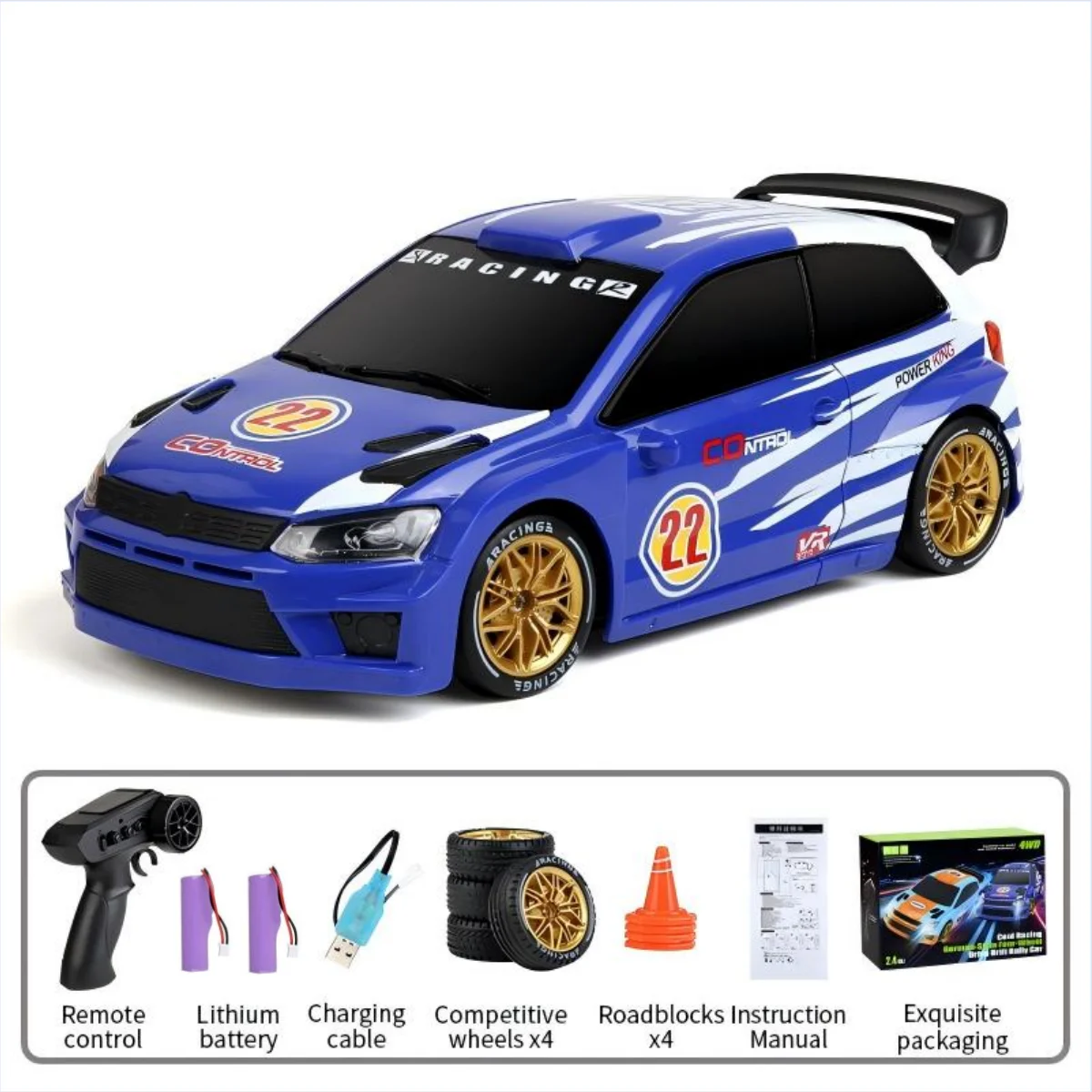 2.4G 4WD RC Car 1:24 Remote Control Rally Racing Car Vehicle Replaceable Tire Proportional Control Car Toy Gift for Kids Q233