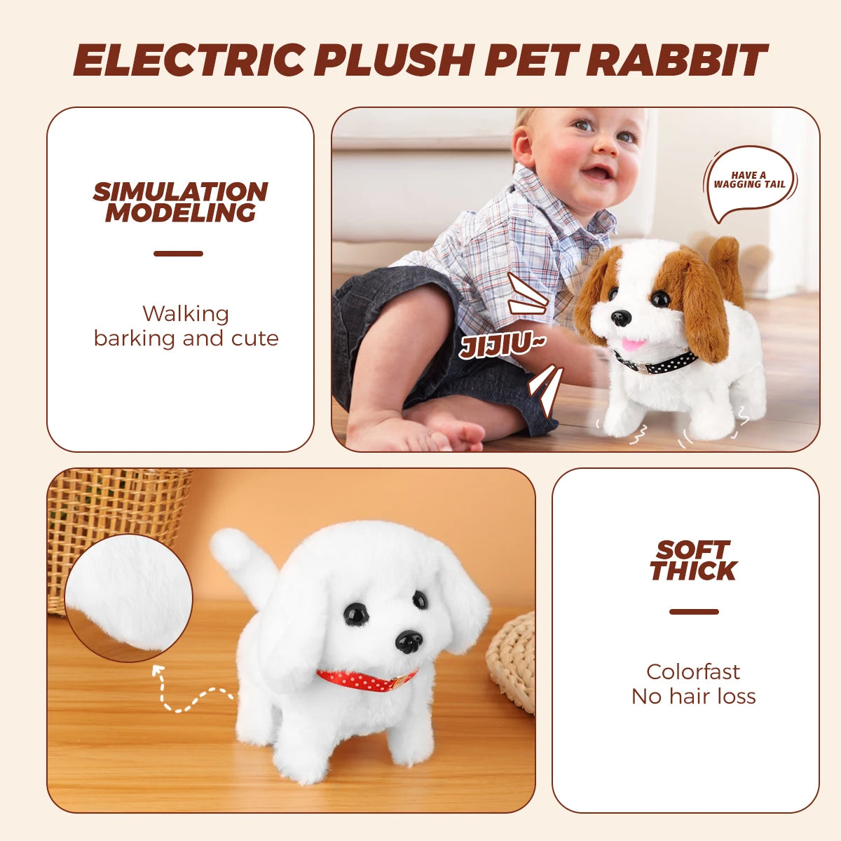 1Pc Electric Plush Simulation Dog Teddy Puppy Walking Sound Nodding Electronic Pet Toy For Christmas Gift New Year Gift