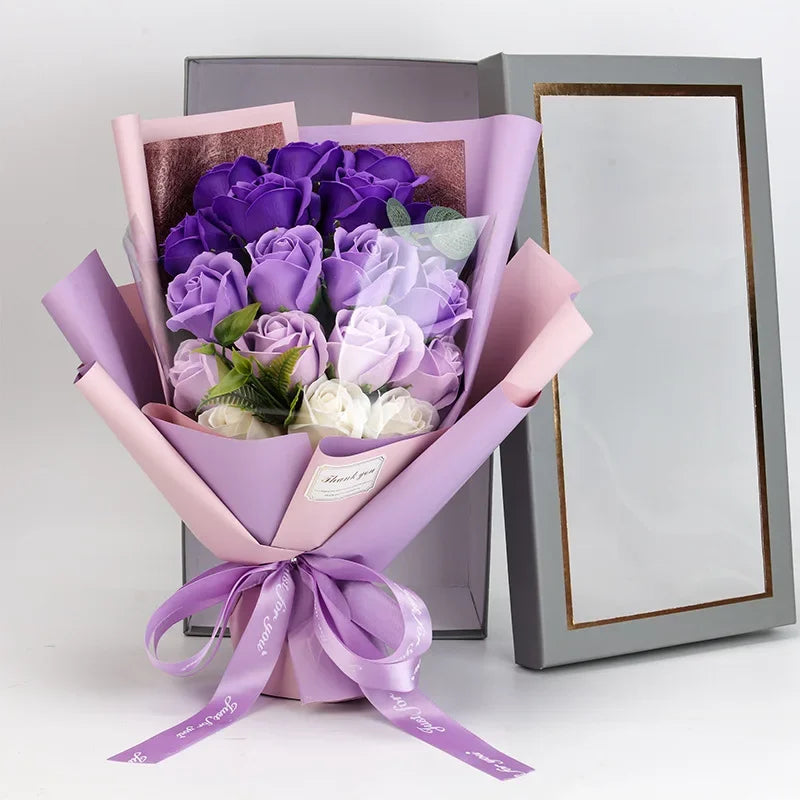 18pcs Roses Bouquet Soap Flower Brazil Valentine's Day Gift for Girlfriend Proposal Confession Birthday Gift Simulation Flower