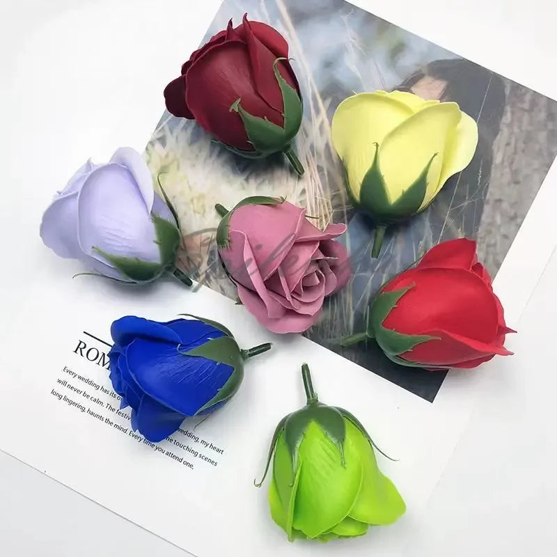 50pcs Artificial Soap Roses Flower Head Dia 4.5cm Beauty Wedding Valentine's Day Gift Roses Bouquet Home Party Decoration Flower