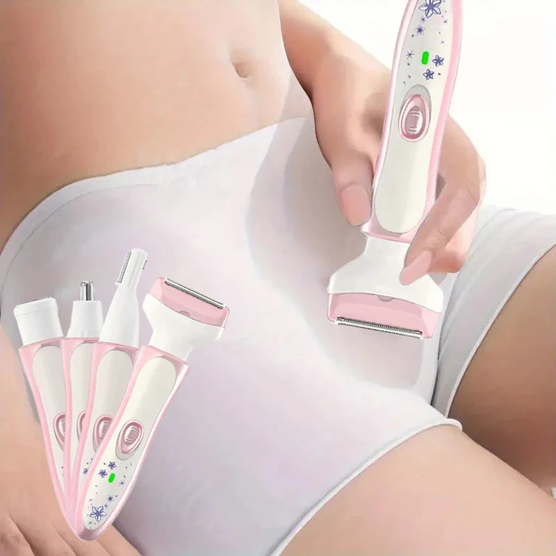4-in-1 electric hair removal device, USB charging women's eyebrow trimmer, nose hair underarm leg hair trimmer, bikini shaver