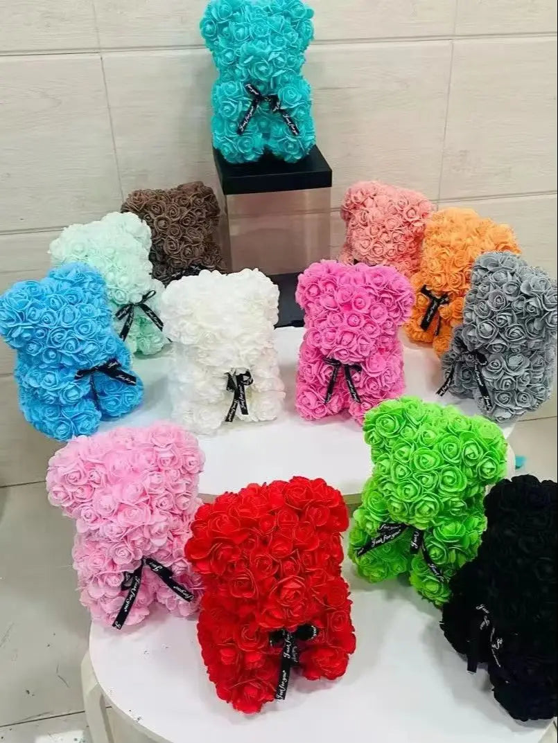 1pc Valentine's Day Gift Creative Rose Bear Gift  PE Flower Romantic Foam Bear Hug Bear
