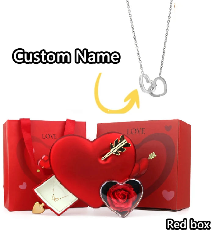 2025 Eternal Rose Jewelry Box with Custom Name Necklace For Girlriend Wife Day Valentine's Day Mother's Day Special Christmas Gi