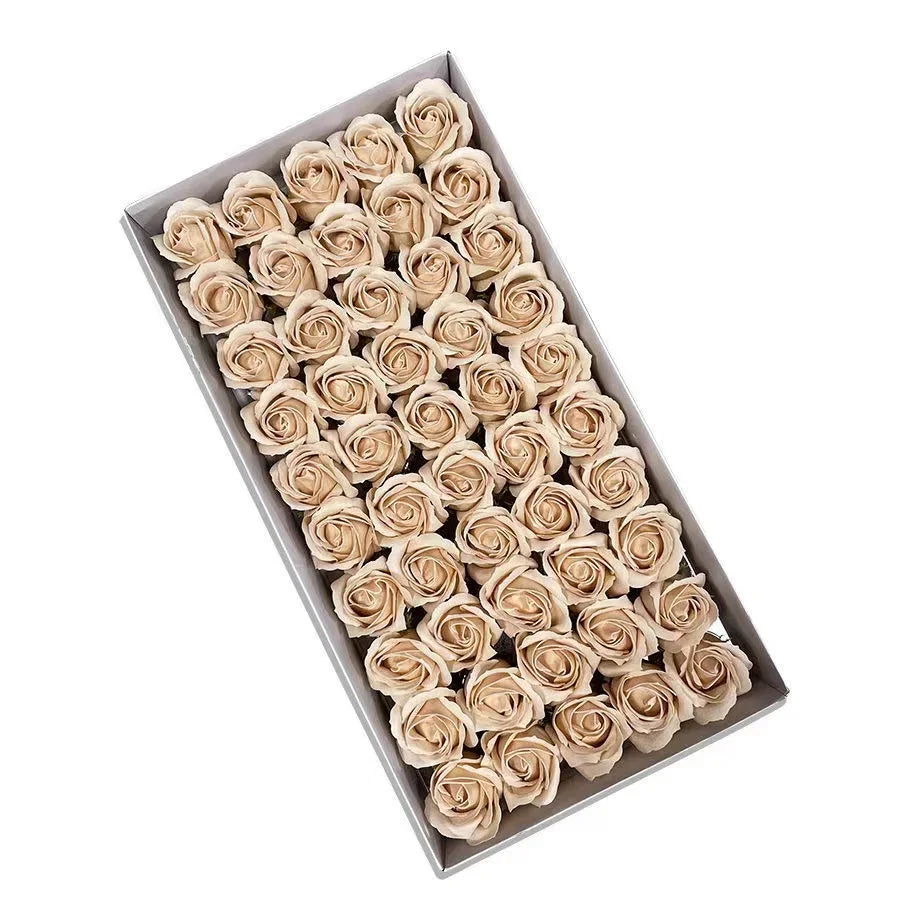 50pcs Artificial Soap Roses Flower Head Dia 4.5cm Beauty Wedding Valentine's Day Gift Roses Bouquet Home Party Decoration Flower