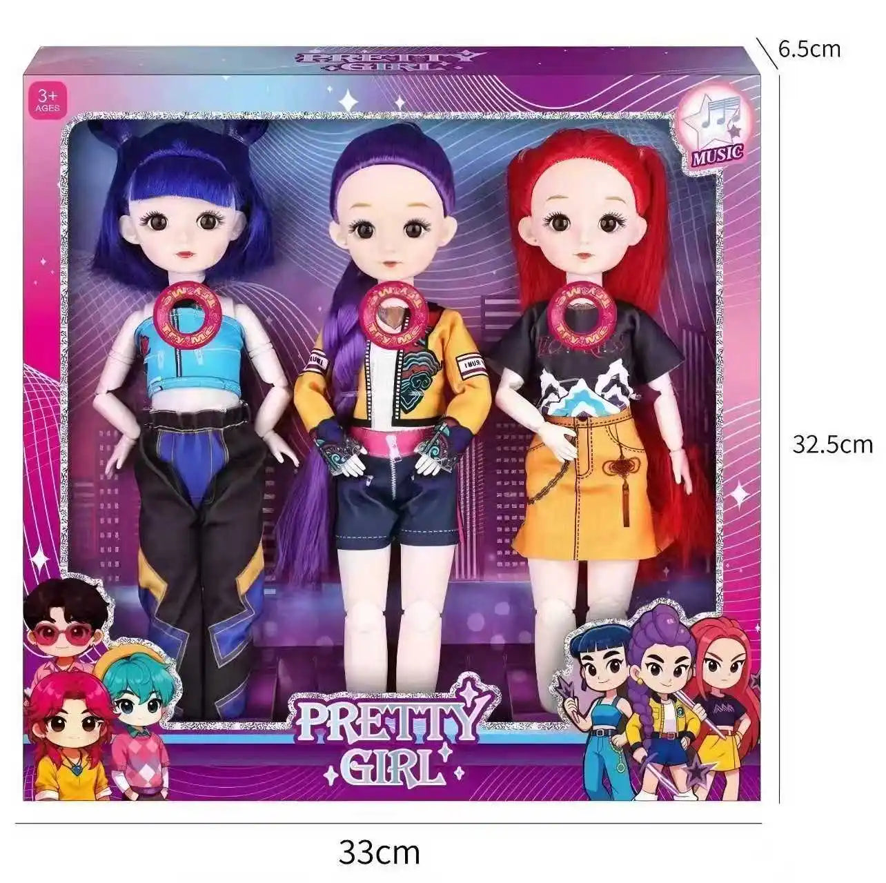 2026_HOT Doll Toys 3D Eye Music Theme Song KPop New SingerAnime 12 inch Solid Body 15 Joint Doll Fashion doll set