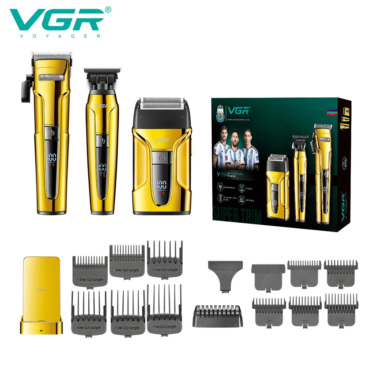 VGR Hair Trimmer Professional Haircut Machine Clippers Cordless Barber Shaver Beard Trimmer Razor Shaver Electric for Men V-694
